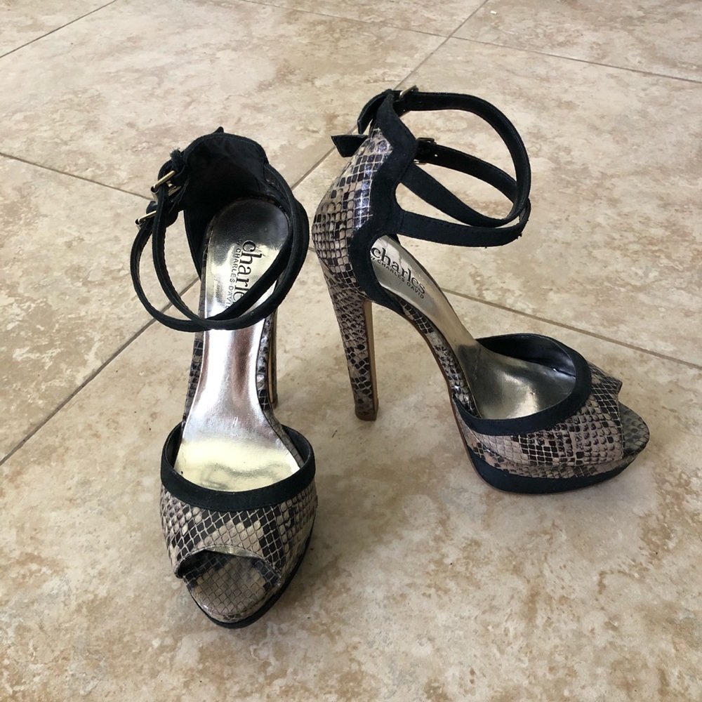 Snake embossed heels